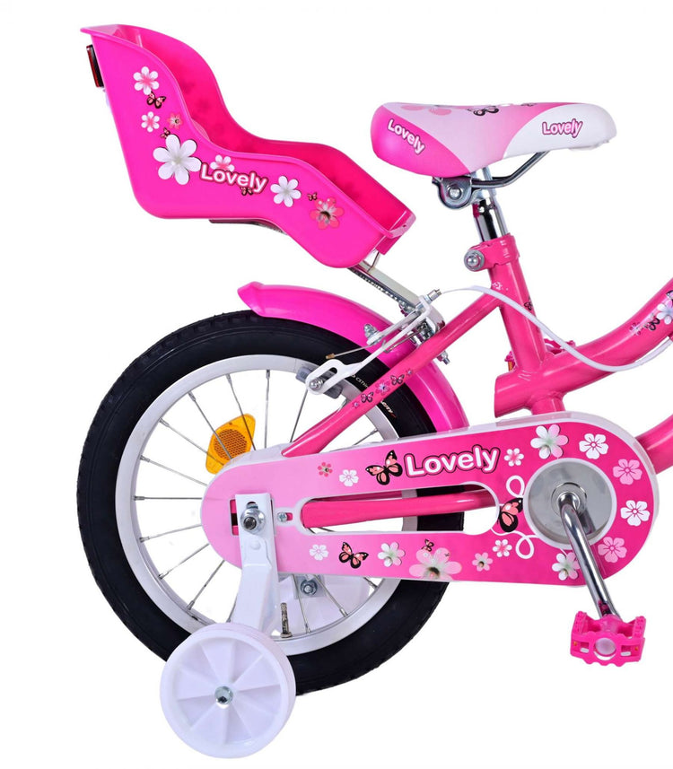 Volare Lovely Children's Bicycle - Mädchen - 14 Zoll - Pink White - Zwei Handbremsen