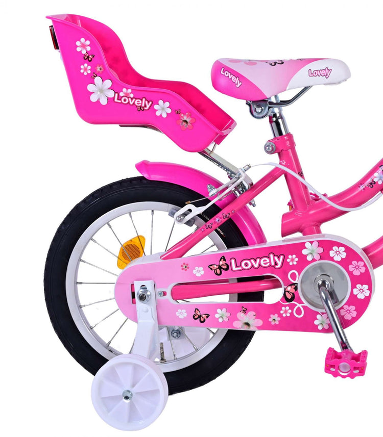 Volare Lovely Children's Bicycle - Mädchen - 14 Zoll - Pink White - Zwei Handbremsen