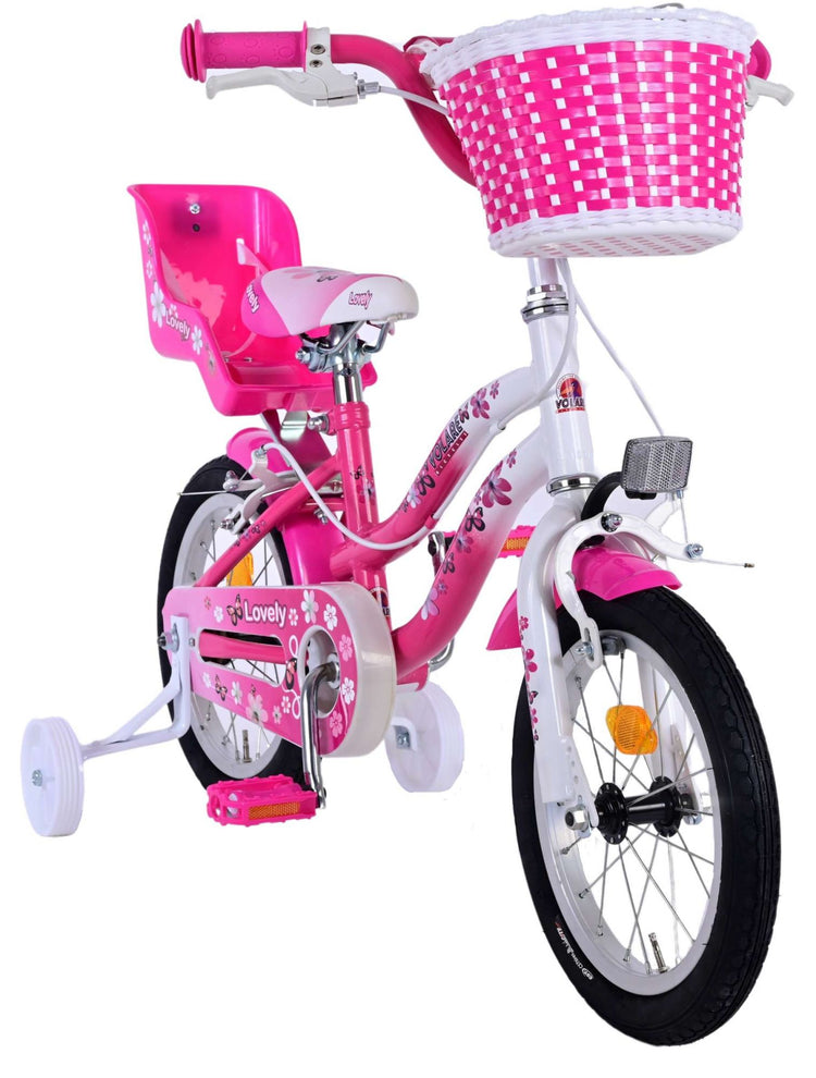 Volare Lovely Children's Bicycle - Mädchen - 14 Zoll - Pink White - Zwei Handbremsen
