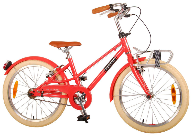 Volare Melody Children's Bicycle - Mädchen - 20 Zoll - Korallenrot - Zwei Handbremsen - Prime Collection