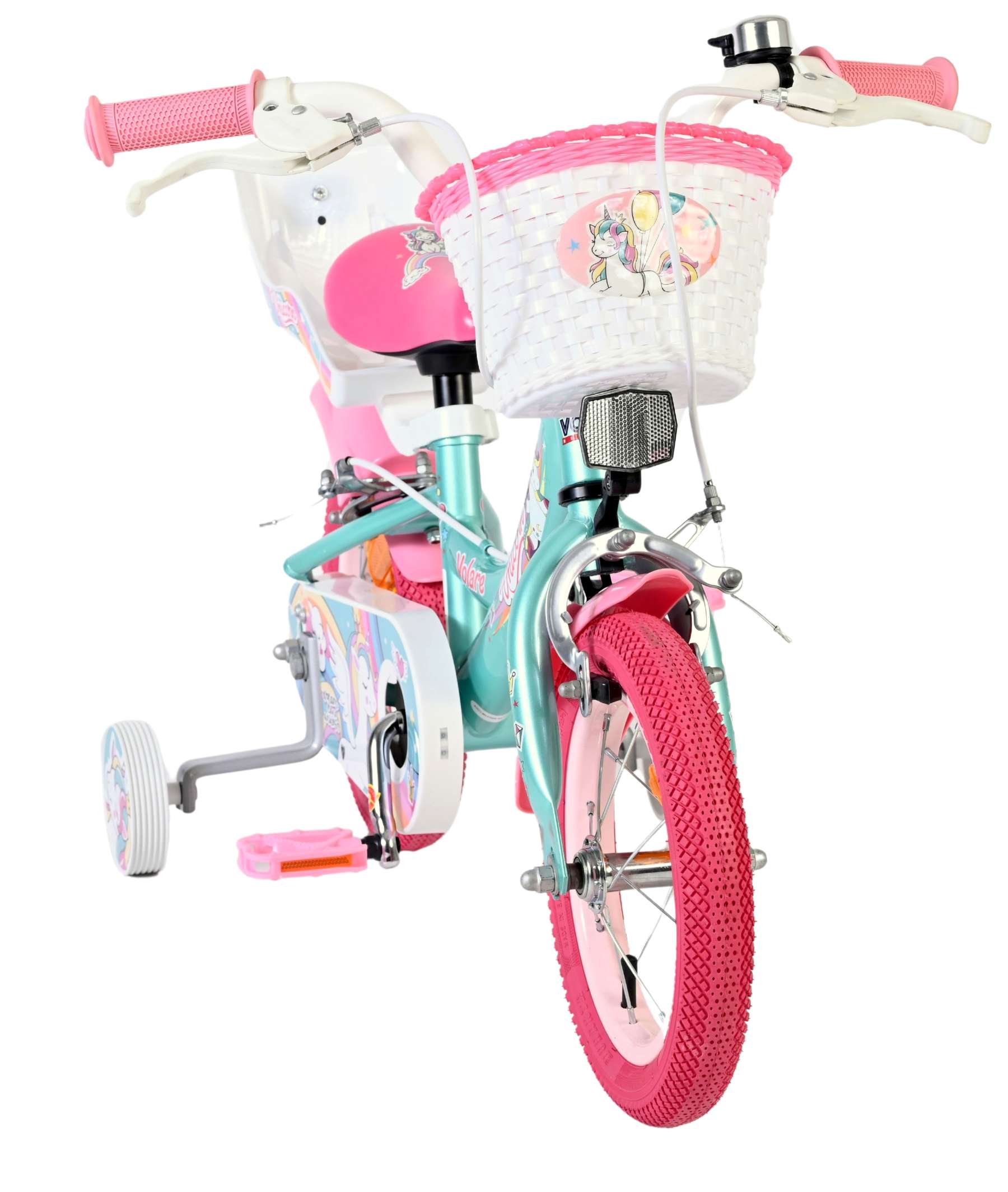 Volare Einhorn Kinderfahrrad – Mädchen – 12 Zoll – Grün – zwei Handbremsen