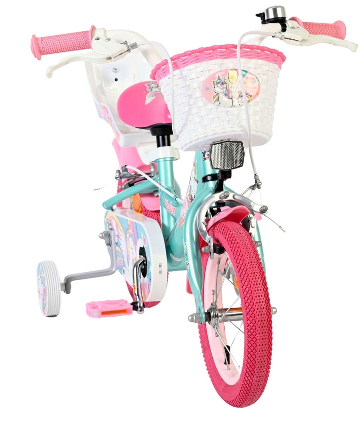 Volare Einhorn Kinderfahrrad – Mädchen – 12 Zoll – Grün – zwei Handbremsen