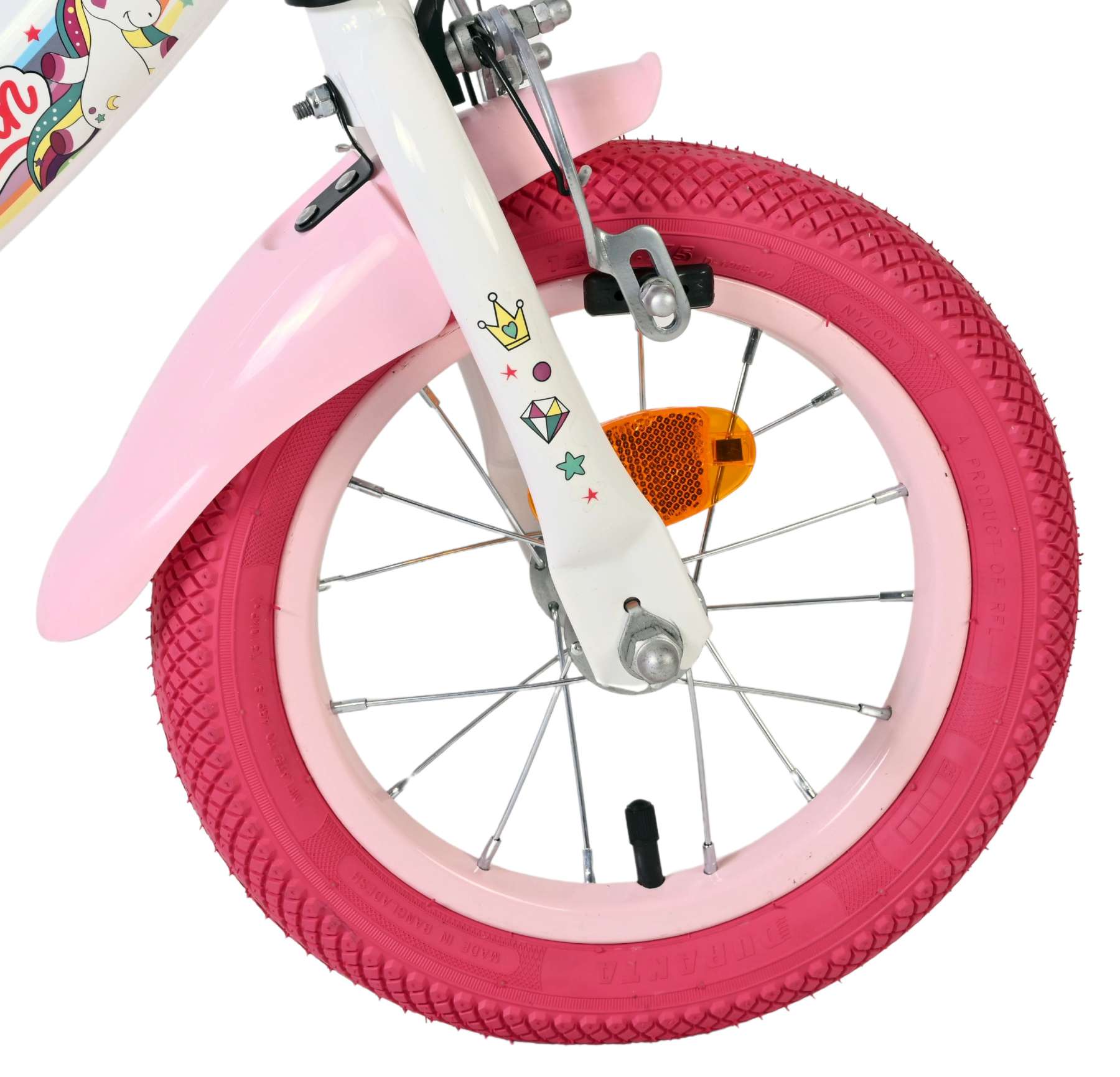 Volare Einhorn Kinderfahrrad - Mädchen - 12 Zoll - Weiß