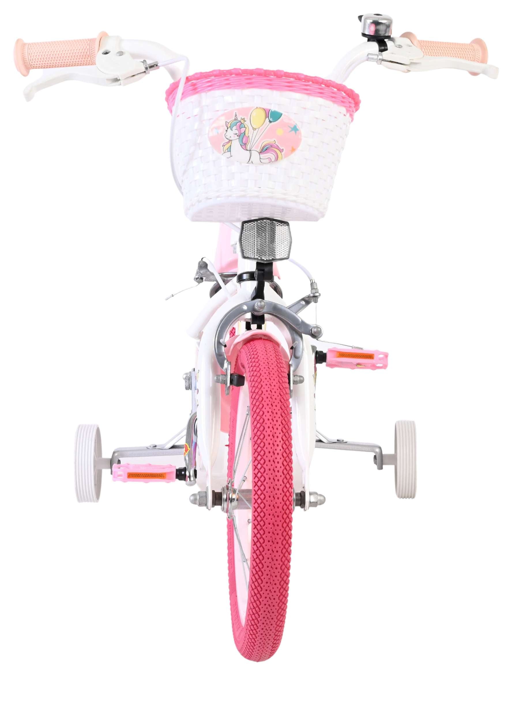 Volare Einhorn Kinderfahrrad – Mädchen – 14 Zoll – weiß – zwei Handbremsen