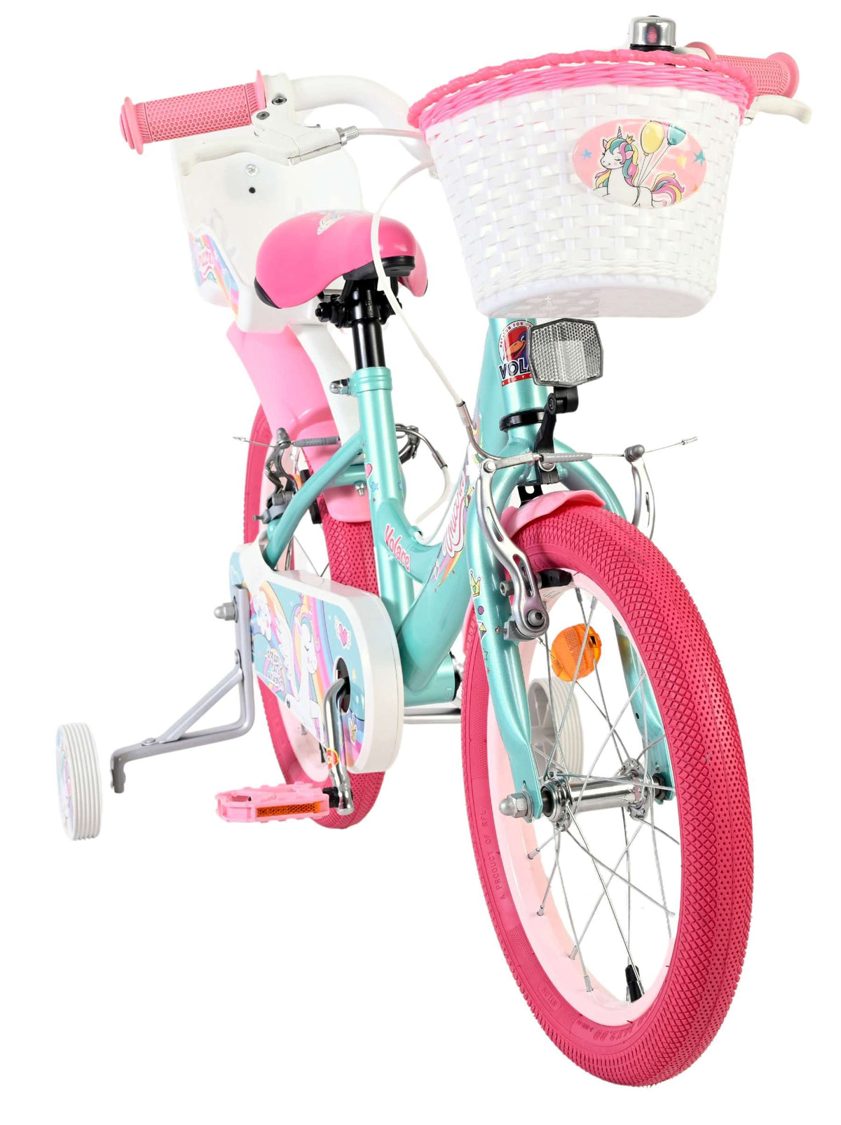 Volare Einhorn Kinderfahrrad – Mädchen – 16 Zoll – Grün – zwei Handbremsen