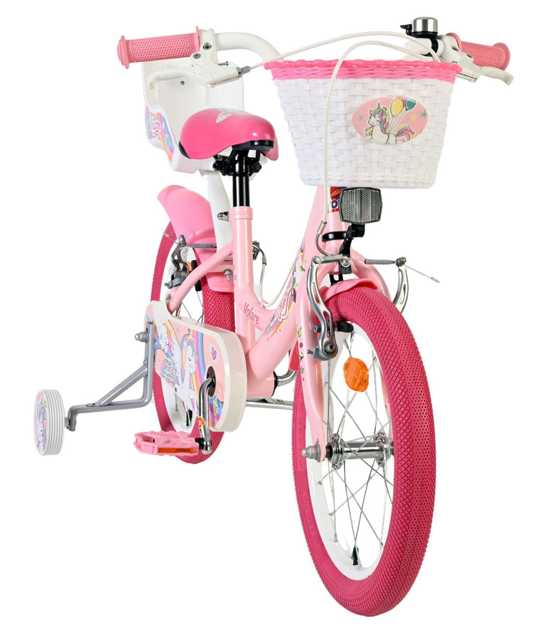 Volare Einhorn Kinderfahrrad – Mädchen – 16 Zoll – Pink – zwei Handbremsen