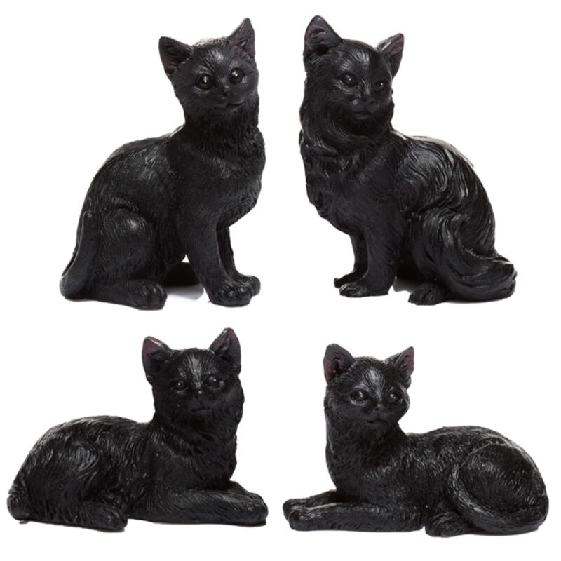 Miniaturstatuetten des schwarzen Katzensammlers