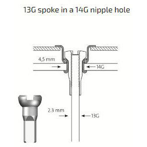 Sapim Speichenadapter Nippel Speiche-13 Felge-14 Silber. (500 Stück)