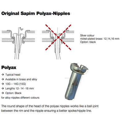Sapim Speichennippel Polyax Speichennippel Polyax 12mm Silber