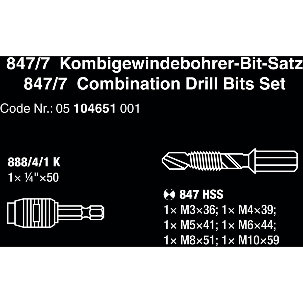 Wera 847 7 Combiboor-Bit-Set, 7-Peak