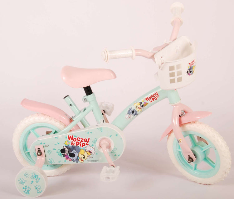 Woezel Pip Children's Bicycle - Mädchen - 10 Zoll - Mint Blue Pink - Trapper