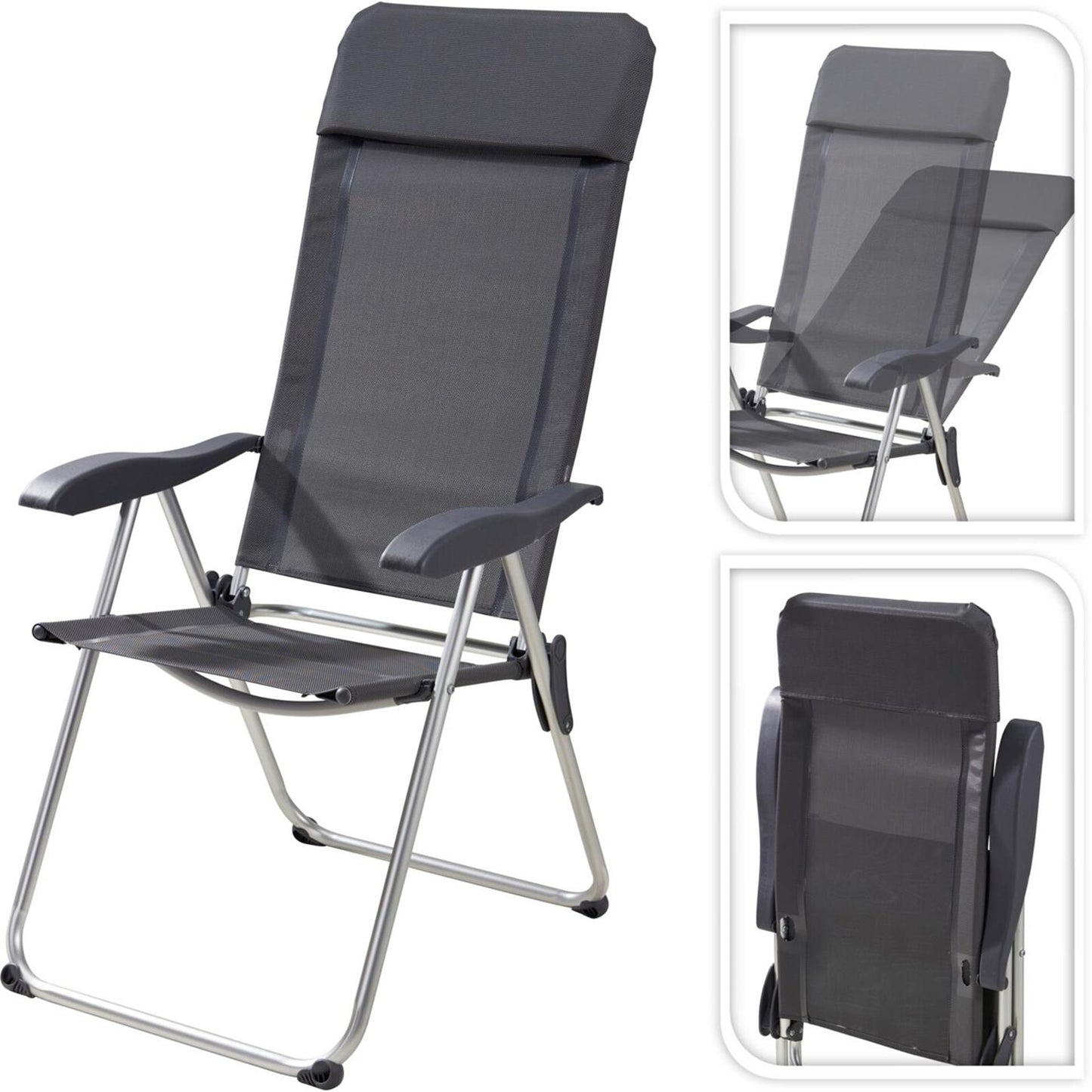 Campingstuhl grau 69x58x111cm