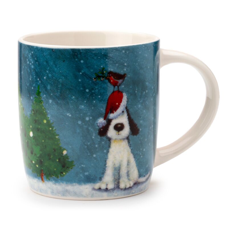 Jan Pashley Christmas Dog Robin Porzellan Becher
