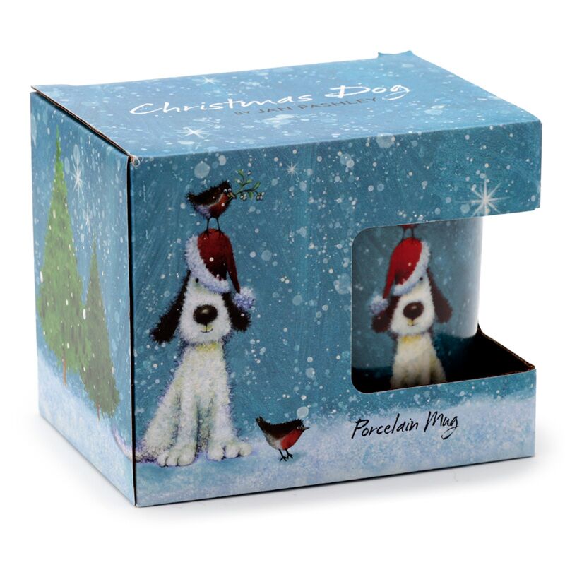 Jan Pashley Christmas Dog Robin Porzellan Becher
