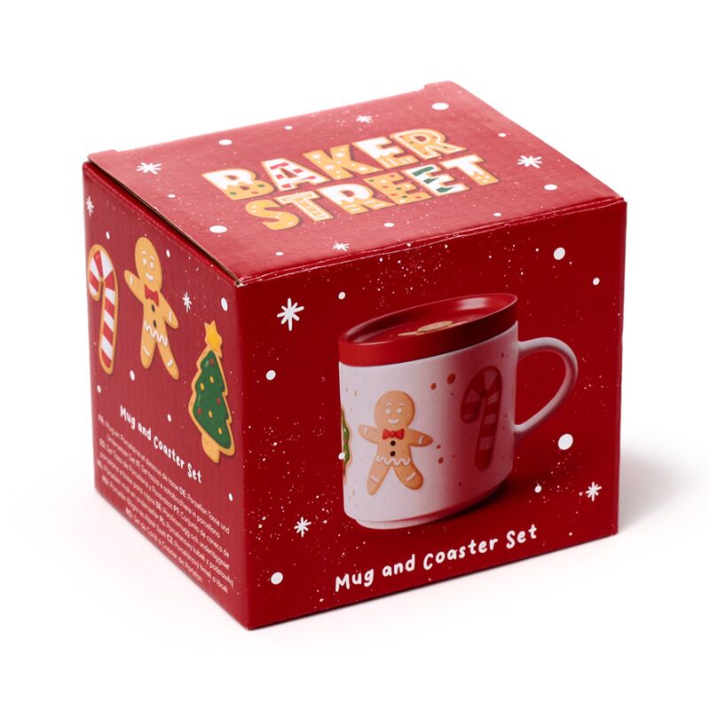 Weihnachtsbahnen Street Porzellan Becher Coaster Set