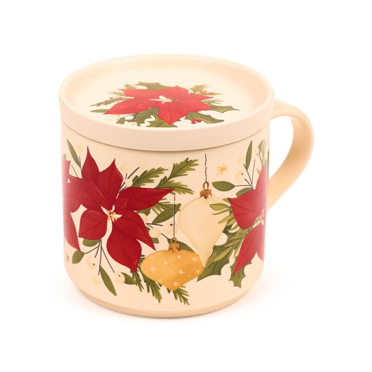 Botanischer Weihnachts -Porzellan -Becher -Coaster Set