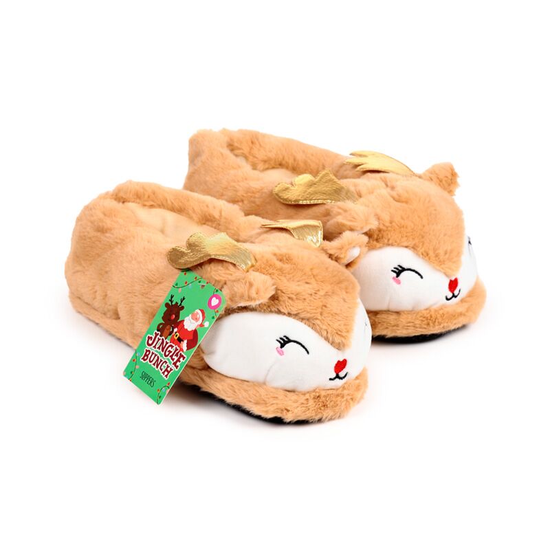 Jingle Weihnachts-Rentier-Hausschuhe (Unisex Einheitsgröße)