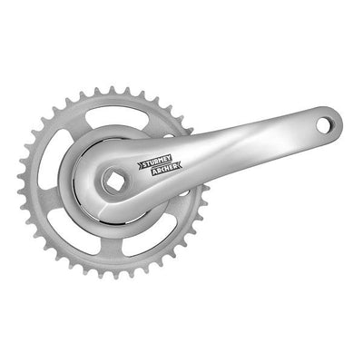 Sunrace - SunRace Kurbelgarnitur 38T Kurbellänge 170mm. silbernes Aluminium spielfrei. 92mm Abdeckung. -8mm Tiefe