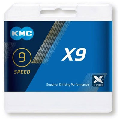 KMC X9 Grey Fahrradkette, 114 Glieder, 9-fach, grau