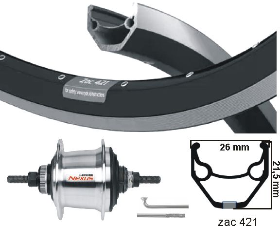 KGs Hinterrad 28 Zoll (622) ZAC421 SW ZIL Nexus 7 Centerlock Silber
