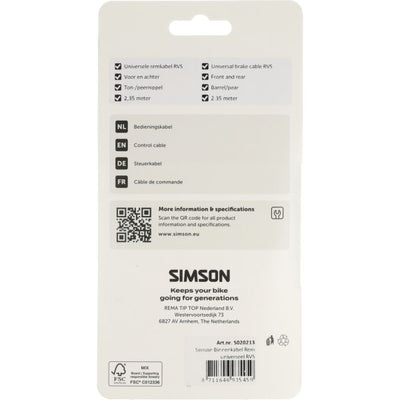 Simson Bremsinnenzug universal aus Edelstahl