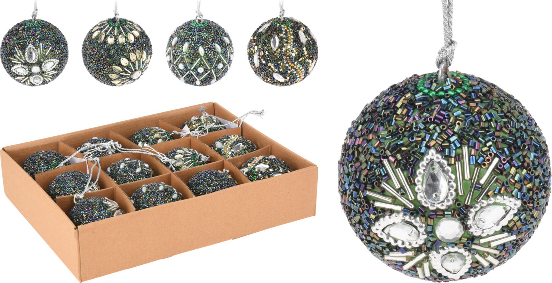 Home Styling Weihnachtskugel mit Perlen 6cm mehrfarbig