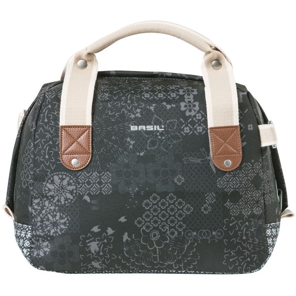Basil Bohème City Bag - elegante grüne Hand-, Schulter- und Lenkertasche für Frauen, geeignet für Elektrofahrräder und Citybikes - schwarz
