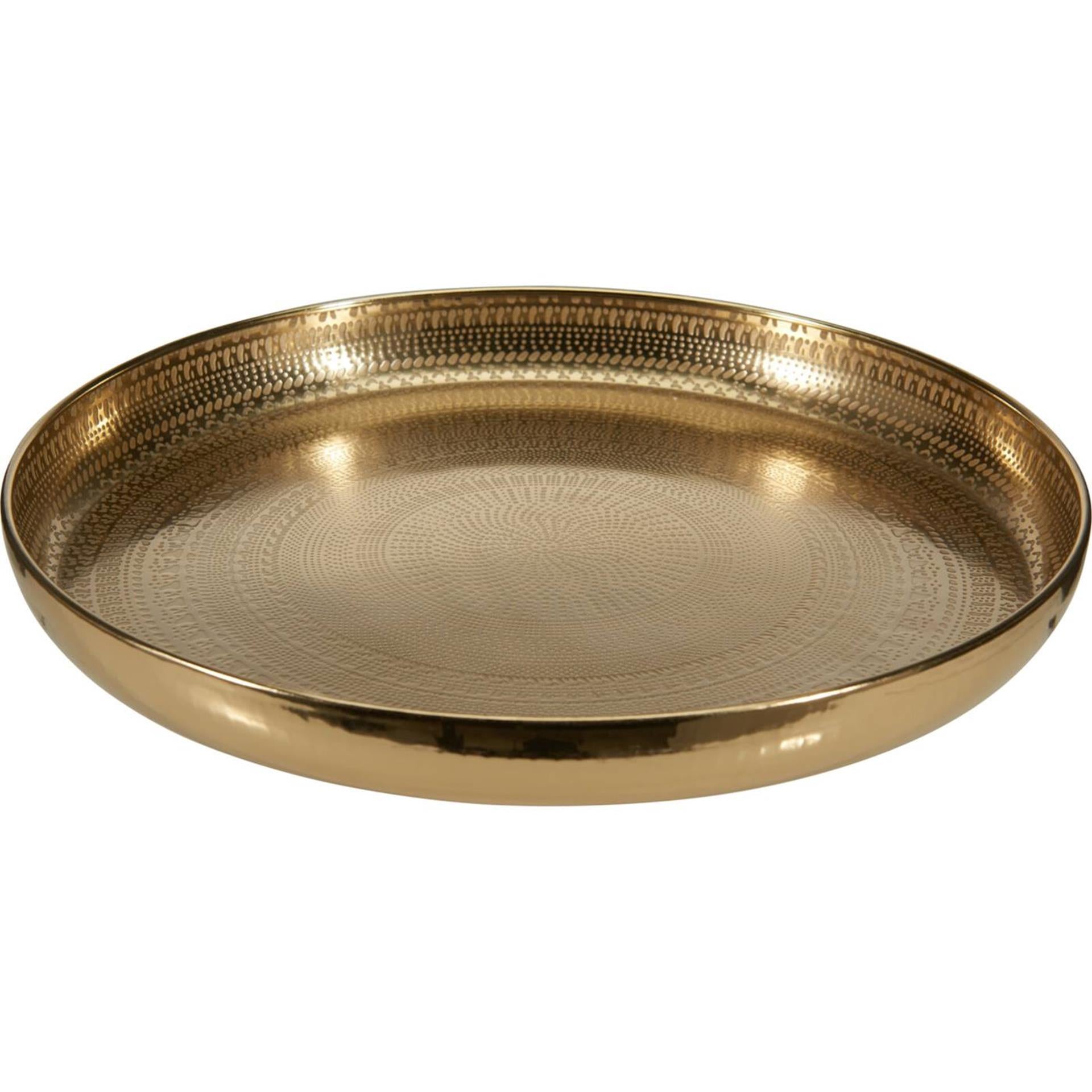 Home-Styling-Tablett aus gehämmertem Metall, 34 x 3,5 cm, goldfarben
