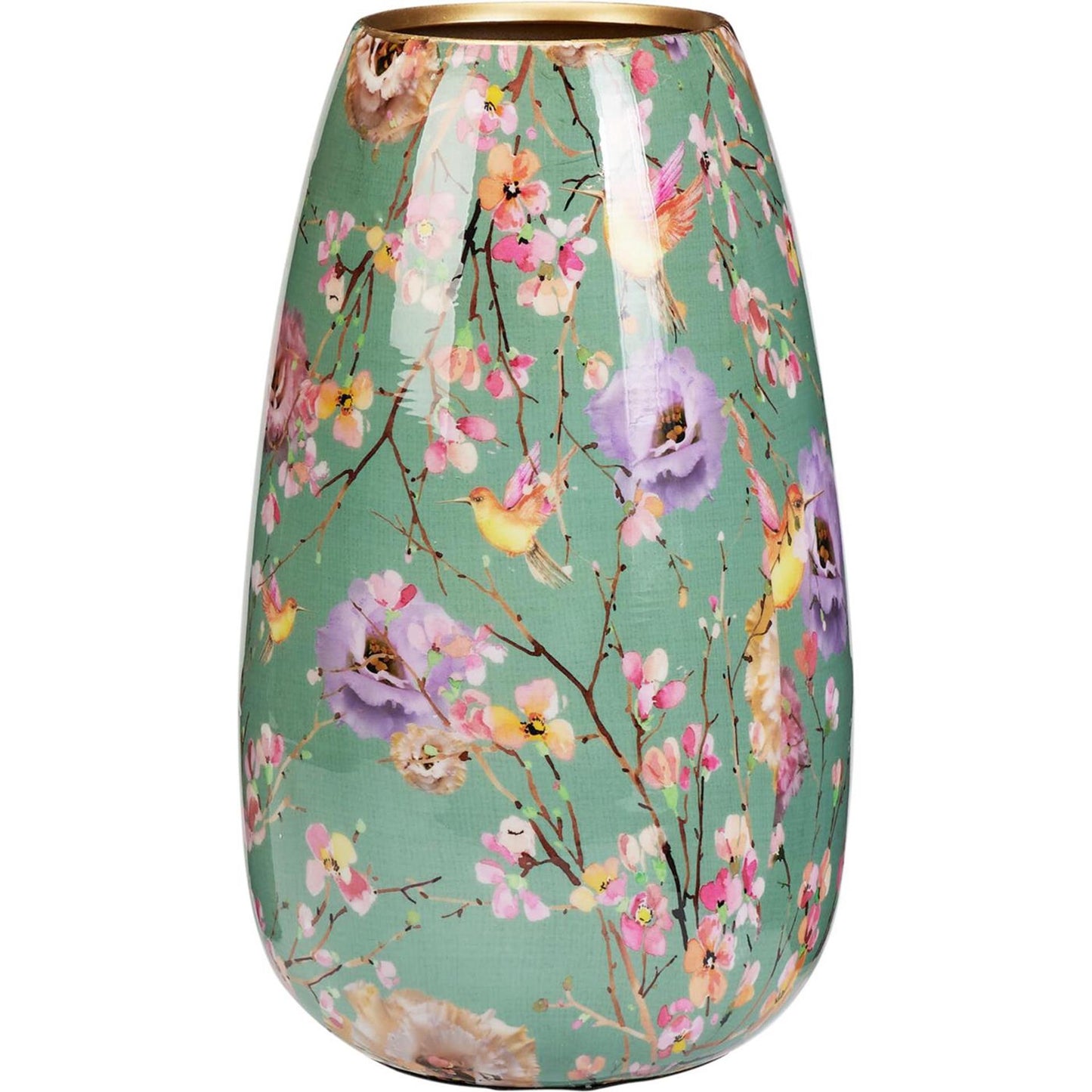 Home-Styling-Vase mit Blumendruck in Pastelltönen, 30 cm
