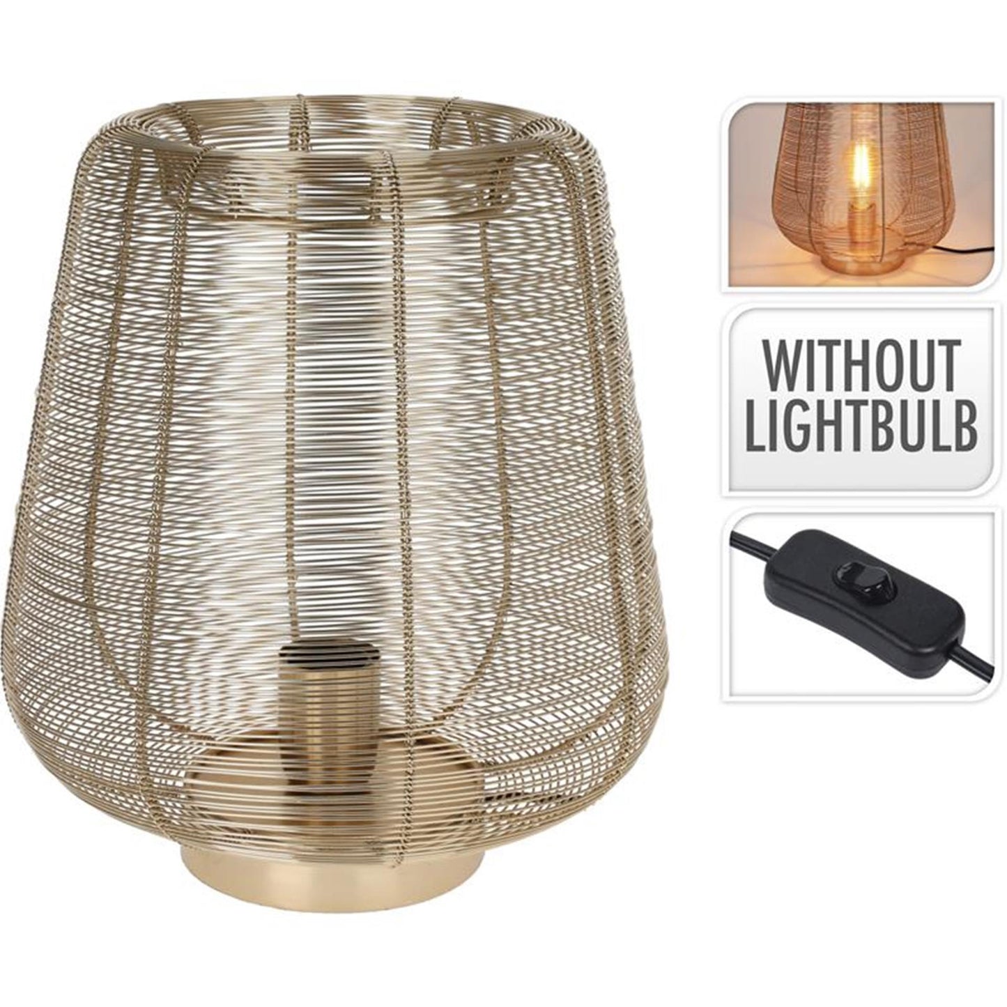 Home Styling Tischlampe Metalldraht 33cm gold