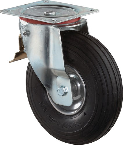 BS-Rollenrad mit Luftreifen | Rad-d. 260 mm Tragkraft 200 kg | mit Schraubplatten-Schwenkrad | Luftreifen schwarz | 1 Stück - l420.c90.260 l420.c90.260