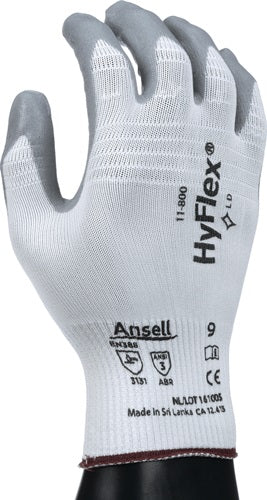 Ansell-Handschuh | Größe 9 weiß grau | und 388 PSA Kategorie II | Nylon m.Nitrilschaum | 12 Paare – 11-800-9 11-800-9