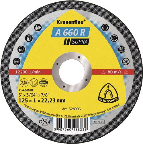 Klingspor Trennscheibe | d115x1mm gerade | Edelstahl | Loch 22,23 mm | 25 Stück - 328905 328905