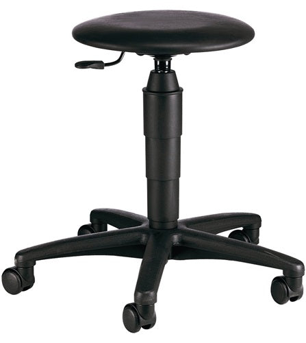 Topstar Drehhocker | mit Rädern | Kunstlederkissen schwarz | Sitzhöhenverstellung 420-550 mm | 1 Stück - 72260 T 10 Std. 72260 T 10 Std