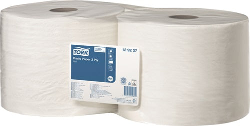 Tork Dichterdoek | ca. l340xb235 mm | weiß | 2-lagig, perforiert, mit Relief | 2 Stück - 129237 129237