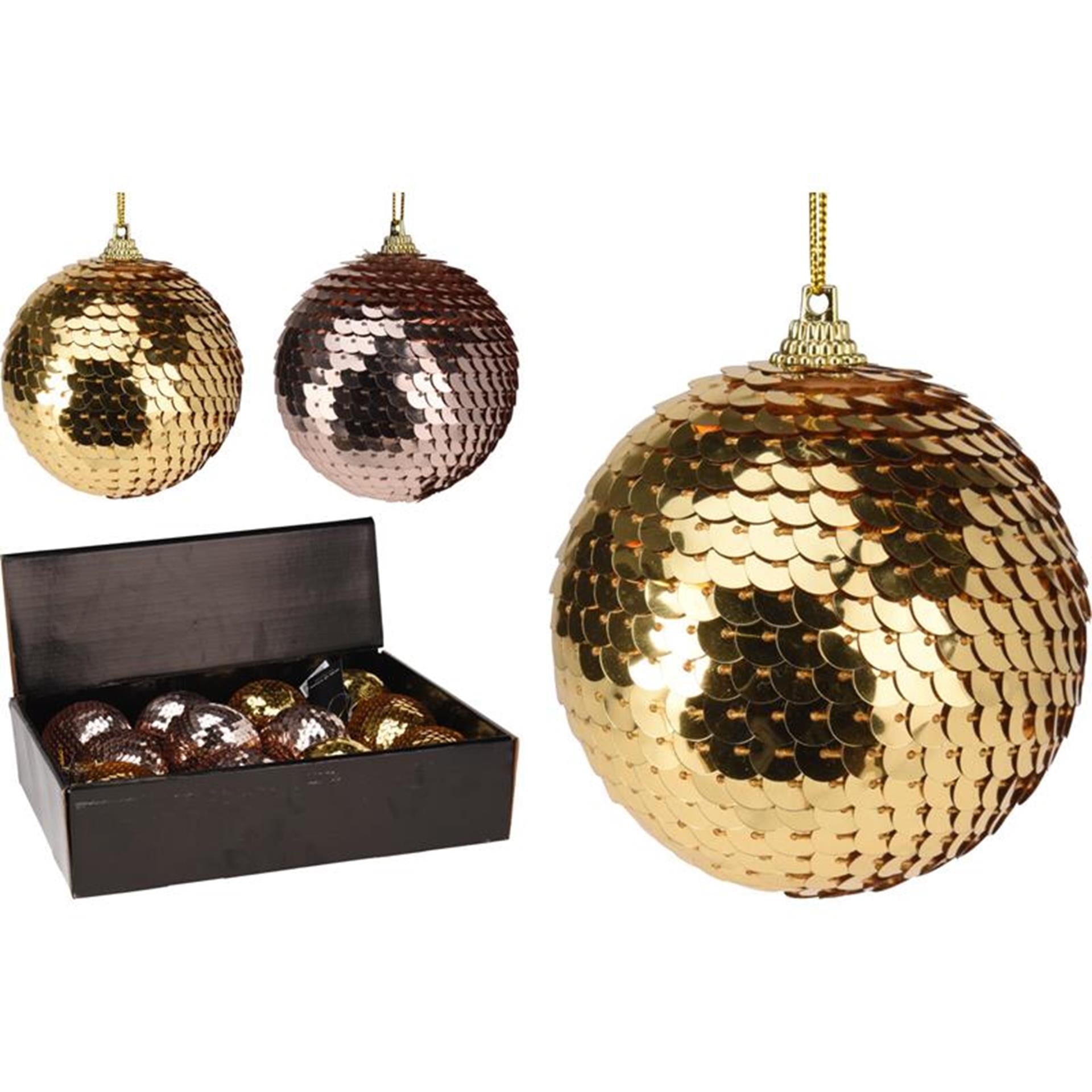 Home Styling Weihnachtskugel mit Pailletten, 7 cm, Goldrosa