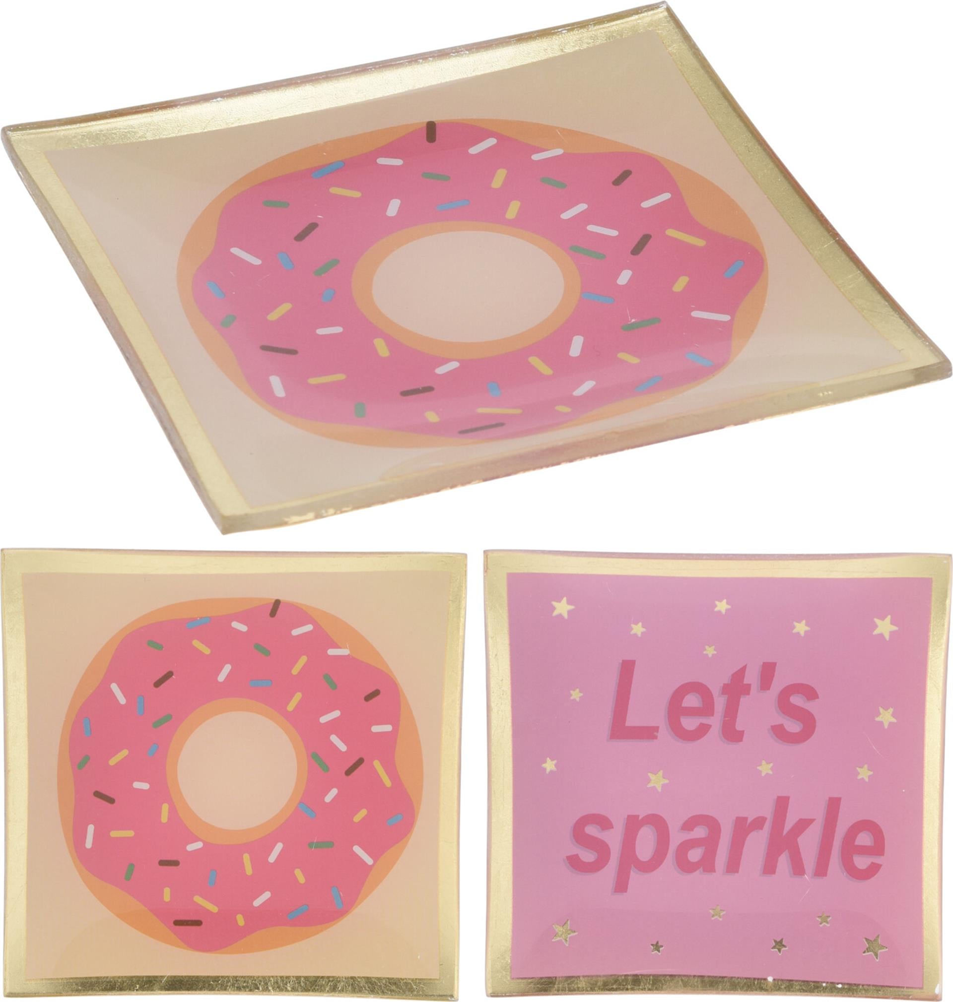 Home-Styling-Schild aus Glas, 10 x 10 cm, Text Donut