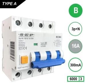 Fehlerstromschutzschalter 16a b kar 300ma 4p sep - 4518115