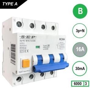 Fehlerstromschutzschalter 16a b kar 30ma 4p sep - 4518110