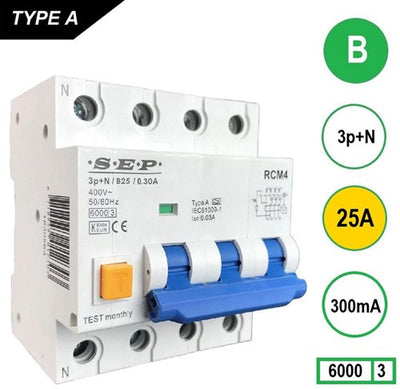 Fehlerstromschutzschalter 25a b kar 300ma 4p sep - 4518140