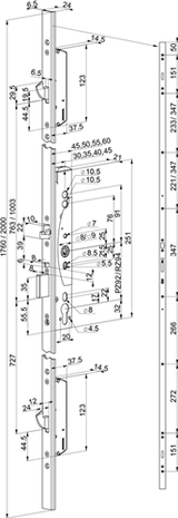 Abloy el466 Sicherheits-Panik-Mehrfachverriegelung | einseitig griffgesteuert | selbsthemmend | skg*** | dm35mm | pc92mm | Frontplatte Edelstahl 24x2000mm U-Form | 12 24 V Gleichstrom | dr 1+2+3+4 - 10037688 - afbeelding 2