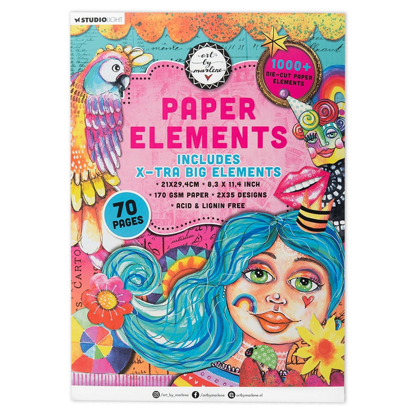 Studioleuchte • Kunst von Marlene, gestanzter Papierblock mit extra großen Elementen