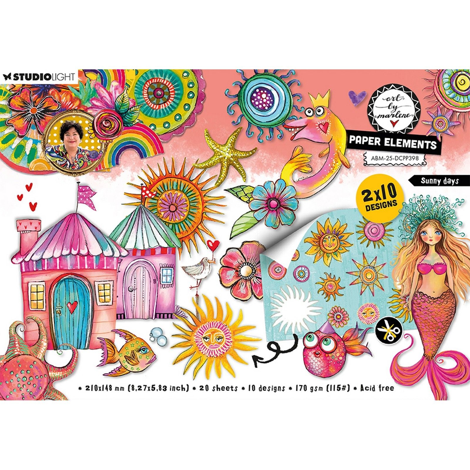 Studiolicht • Kunst von Marlene, gestanzter Designer-Papierblock, sonnige Tage