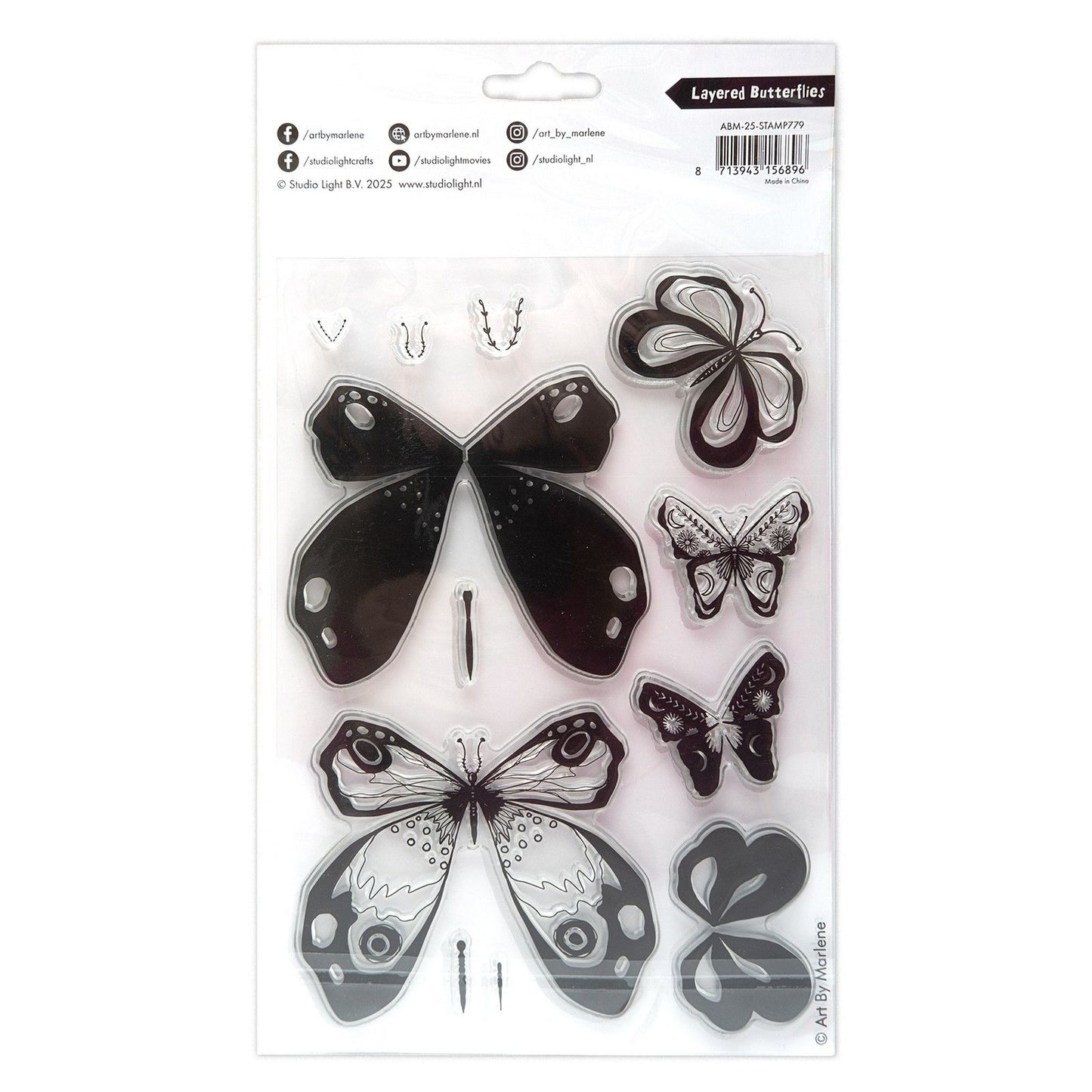 Studiolicht • Kunst von Marlene, transparenter Stempel, geschichtete Schmetterlinge