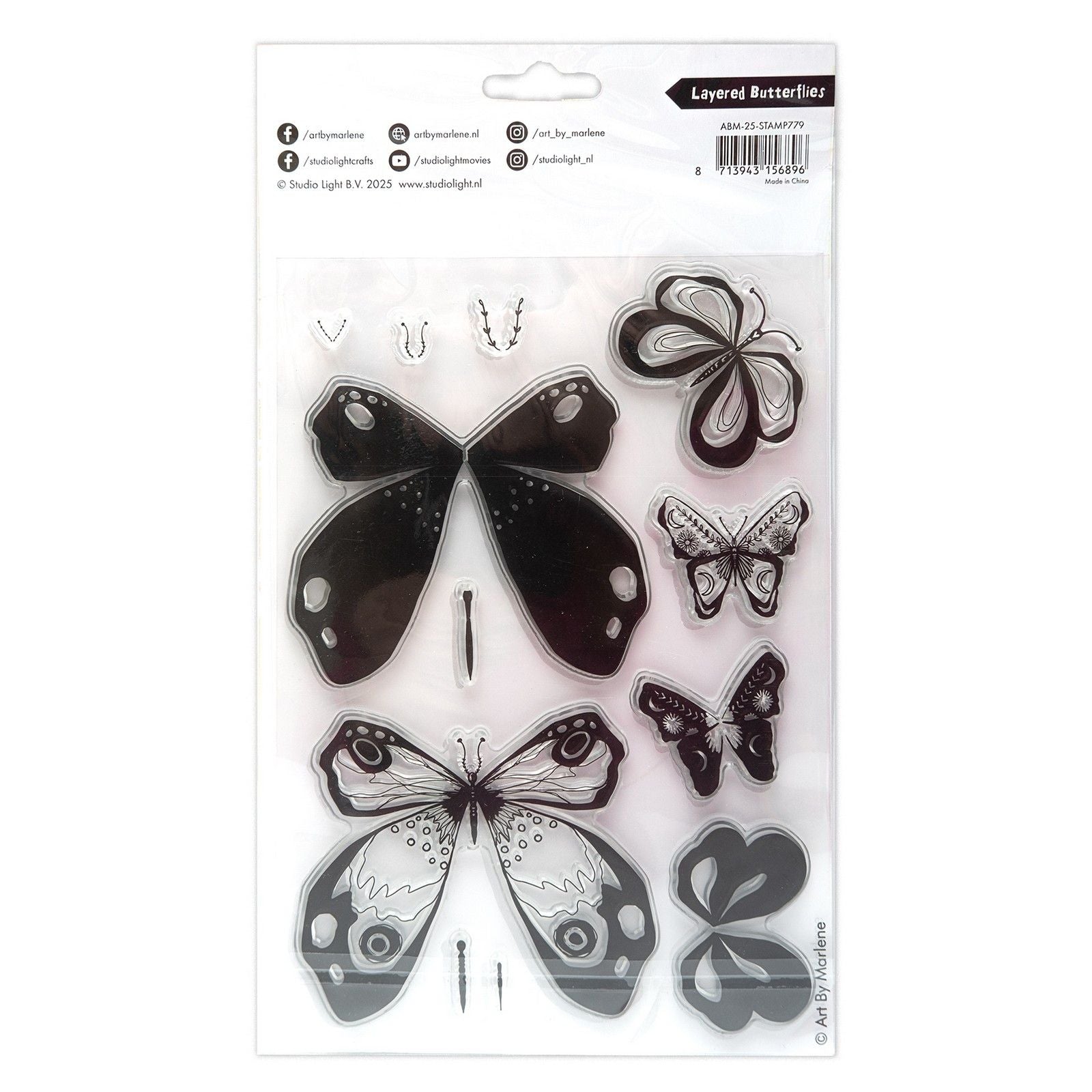 Studiolicht • Kunst von Marlene, transparenter Stempel, geschichtete Schmetterlinge
