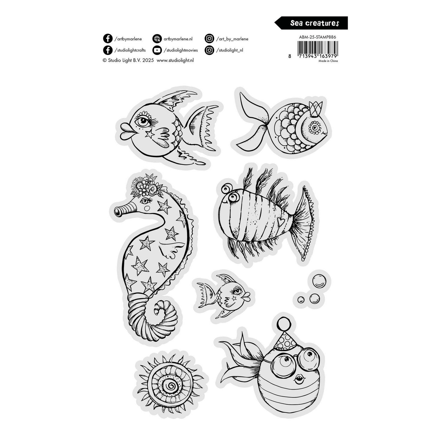 Studiolicht • Kunst von Marlene Clear Stamp Meeresbewohner