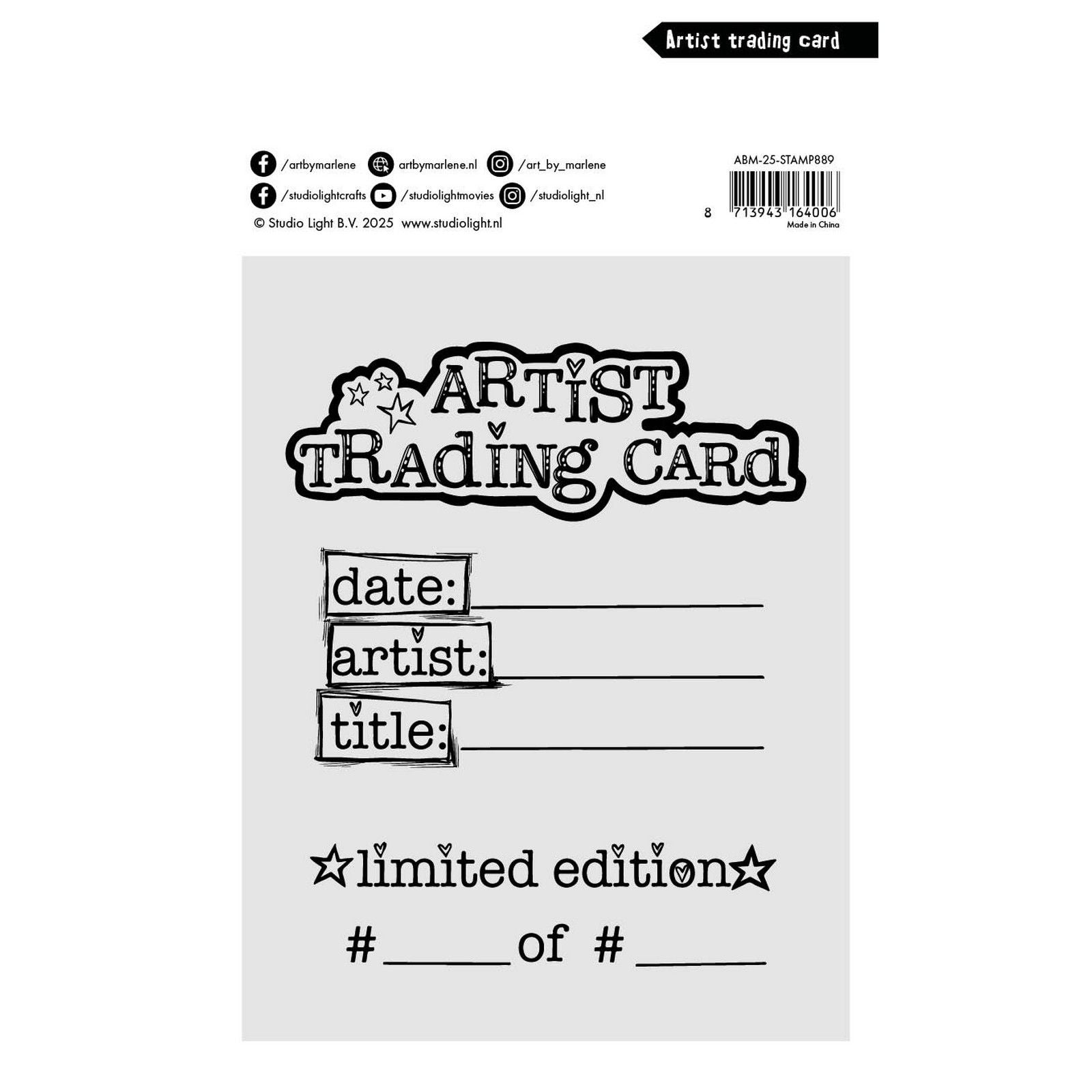 Studiolicht • Kunst von Marlene, transparente Stempel-Künstler-Sammelkarte