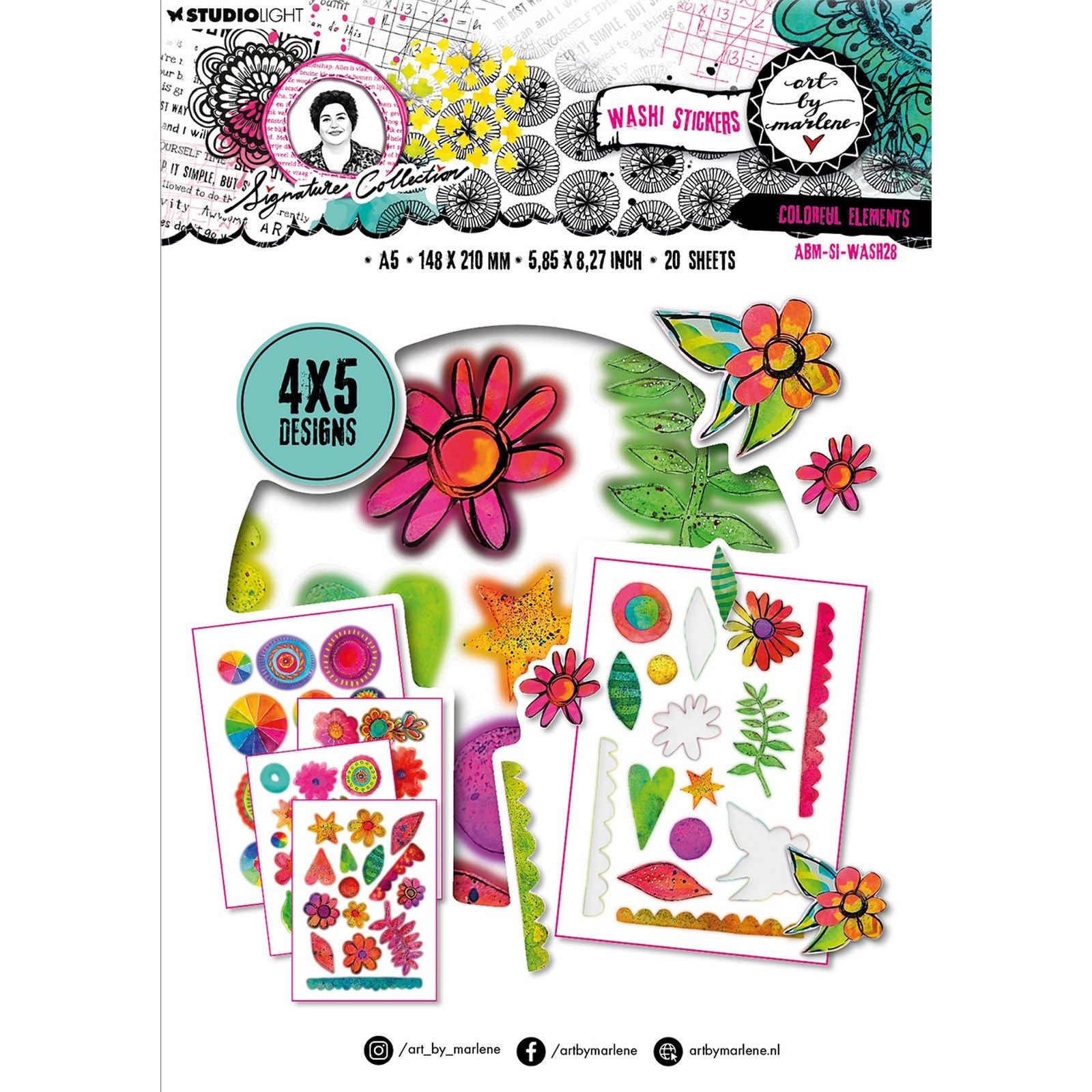 Studiolicht • Kunst von Marlene Washi-Stickerbögen mit bunten Elementen