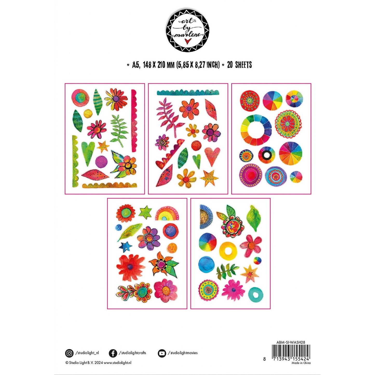 Studiolicht • Kunst von Marlene Washi-Stickerbögen mit bunten Elementen