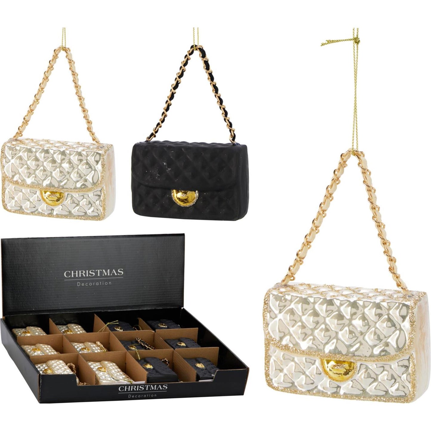 Kleiderbügel für Handtaschen aus Glas, 8 cm, Display a 12 Stück